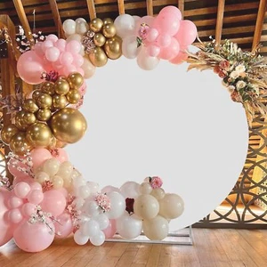 White Round Backdrop Cover 6.5x6.5ft Circle Arch Backdrop Wedding Photo Photogra - Picture 1 of 6