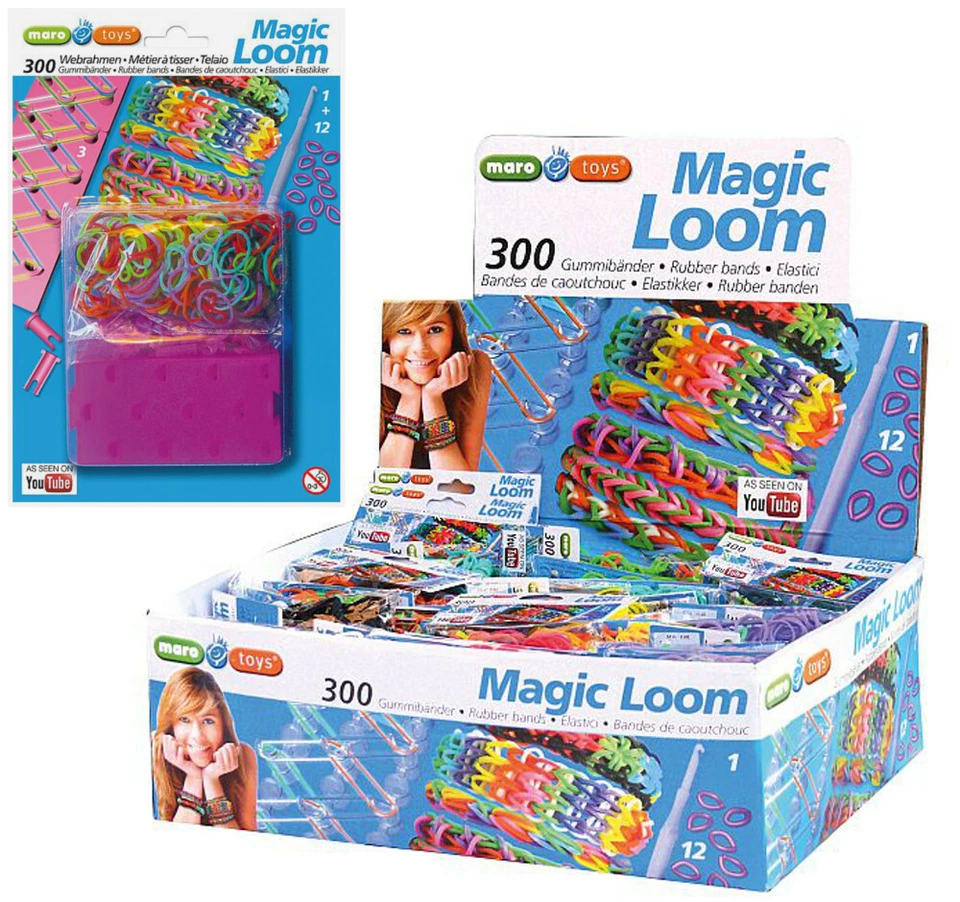 MARO TOYS Magic Loom Bands Looms 300 Bänder Gummibänder Armband Band Anhänger Charms