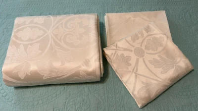 Piu belle Portugal Queen Luxury Duvet Cover Set Jacquard Damask Cream/Ivory - Image 1 of 4