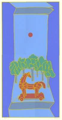 CASORATI FRANCESCO "STORIE DI CARTA" "ORIGAMI SUL CARRETTO" 1985  Serigrafia - Immagine 1 di 2