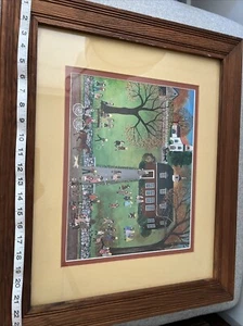 Vintage REGI KLEIN Lithograph Beautifully Framed American Folk School House Art - Picture 1 of 6