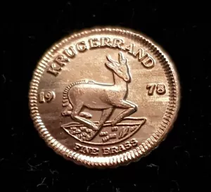 MDS MEDAILLE REPLICA KRUGERRAND 1978 "SPRINGBOCK - PAUL KRUGER", FINE BRASS #C - Picture 1 of 2