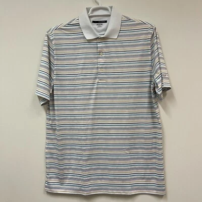 Camisa Greg Norman Polo Play Dry Para Hombres XL Rayas Manga Corta Dorada Multicolor Foto 1 de 4