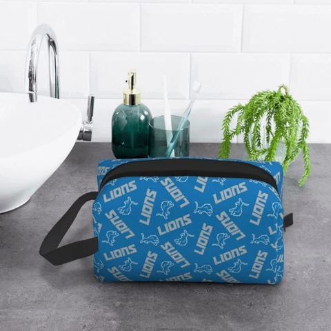 Detroit Lions Portable Storage Bag Travel Toiletries Bag Cosmetics Bag Cover