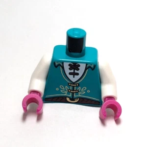 Lego - Minifigure Torso - Teal Blue, Vest, Medieval, Pink Gloves, Belt - Picture 1 of 2