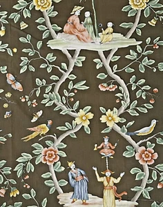 Vtg Brunschwig Fils Lorenzo Rubelli Chinoiserie Fabric Sample Marco Polo 52Lx50W - Picture 1 of 16