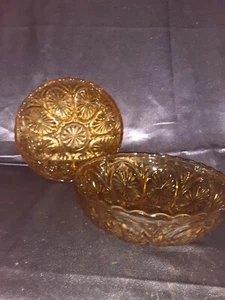 Lot of 2 Vintage Gold Glass Serving Bowls 8"in. - Picture 1 of 4