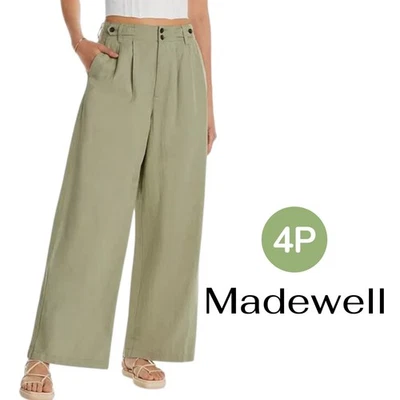 Madewell Harlow Wide Leg Pants in olive Green - Size 4P - Image 1 of 4