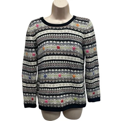 Hanna Andersson Mujer Floral Nórdico Suéter Talla Pequeña Jersey Algodón Casa Rural Foto 1 de 4