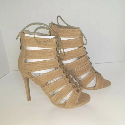 Tacones con cordones Cape Robbin Anes-1 nude para mujer Foto 1 de 4