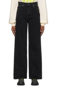 Neu mit Etikett Ganni Magny Jeans schwarz hoher Bund weites Bein Größe 25 - Bild 1 von 13