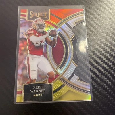 2023 Panini Select - Premier Level Fred Warner #195 Red & Yellow Prizm Die-Cut - Image 1 of 2