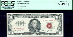 HGR 1966 $100 Legal Tender FR.1550 (Rare LOW Serial#) PCGS AU-53PPQ - Picture 1 of 2