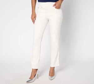 Belle by Kim Gravel Regular Primabelle Twill Ankle Slit Jeans Creme 10 Neu - Bild 1 von 3