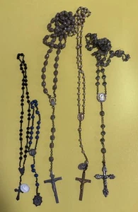 Rosary Beads Crucifixes Catholic Lot of 5 Vintage Sets Inri, Blue Pearl Ornate - Picture 1 of 14