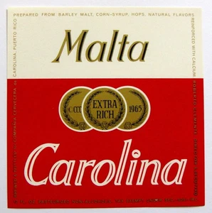 Compania Cervecera de Carolina MALTA CAROLINA beer label PUERTO RICO 12oz - Picture 1 of 1