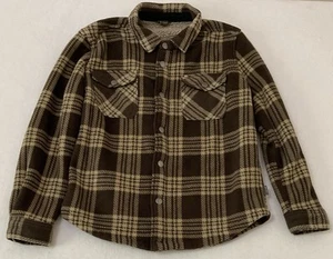 Eddie Bauer Boys Sherpa Lined Snap Front Plaid Shirt Jacket Kids 10/12 - Picture 1 of 10