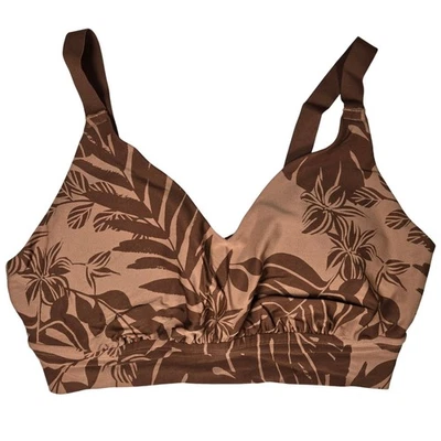 Aerie OFFLINE Tropical Leaf Print Ballet Back Sports Bra Medium Support XL NWT - Image 1 of 4