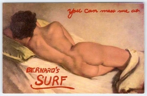 BERNARD'S SURF RESTAURANTE CACAO PLAYA FLORIDA PINTURA DESNUDA POSTAL AÑOS 70-90 - Imagen 1 de 2