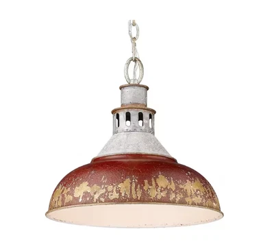 Golden Lighting Kinsley 1-Light Aged Galvanize Steel Standard Pendant - Image 1 of 4