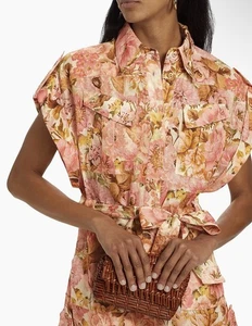 NWT Authentic Zimmermann Golden Cuffed Linen Romper Size 3 AU - Picture 1 of 14