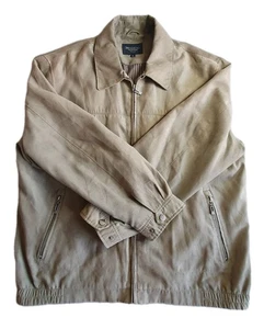 Bosideng Beige Faux Suede Mens Jacket Size XL Full Zip Soft Lined Pockets  - Picture 1 of 18
