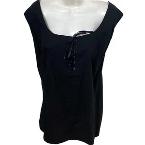 Avenue Womens Black  Sleeveless Tie Front Blouse Tank Size 30/32 NWT - Picture 1 of 8