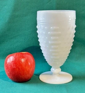 Hobnail Ladder Goblet Milk Glass White 5.5" Pedestal Tumbler Anchor Hocking Vtg - Picture 1 of 8