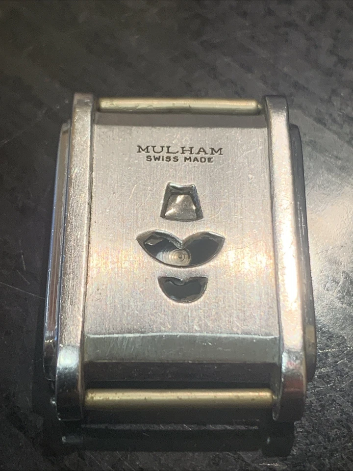 1930 Rare Swiss MULHAM Jump Hour Parts Spare Art Deco tank 15 Jewels Movement  - image 1 of 4