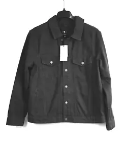 7 For All Mankind Black Denim Trucker Jacket Size LARGE NWT - Picture 1 of 5