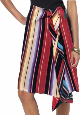 Falda drapeada a rayas de seda limón Lauren Ralph Lauren Petite S PS $159 Foto 1 de 4