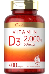 Vitamin D3 2000 IU Softgels | 400 Count | Non-GMO, Gluten Free | by Carlyle - Picture 1 of 7