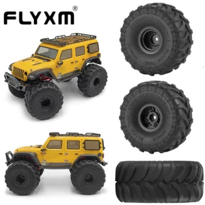 FLYXM 4Pcs Monster Truck 1.0 Wheel Rim Tires for AX24 SCX24 FCX18 TRX4M FCX24