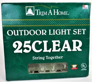 Trim A Home Outdoor Light Set 25 Clear String Together - Large Clear Bulbs NOS  - Picture 1 of 4