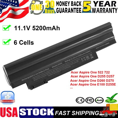 Laptop Battery for ACER Aspire one D255 D257 D260 D270 522 722 AL10A31 AL10G31 - Image 1 of 4
