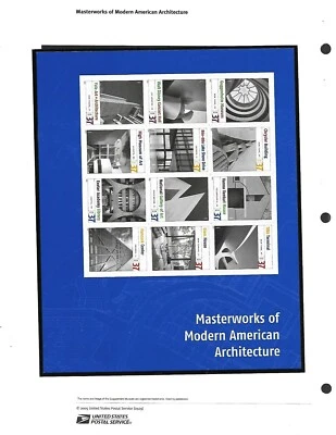 USA 2005 FULL SHEET MODERN AMERICAN ARCHITECTURE ON COMMERATIVE PANEL  - Image 1 of 2