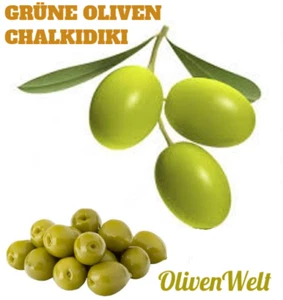 GRÜNE Oliven CHALKIDIKI mit KERNTE - Colossal 121/140 - 1.0 kg netto - Bild 1 von 3