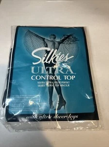 Silkies Ultra Control Top Ultra Sheer Leg Pantyhose Sz X-Queen Off Black Nylon - Picture 1 of 3