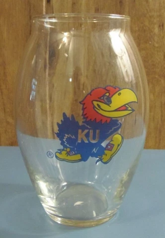 University of Kansas - KU Jayhawks - Clear Glass Vase with Jayhawk Design Cover