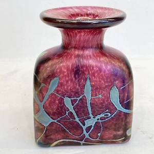 Vintage Robert Held irisierende LILA Kunstglas Knospenvase im Ruhestand 31/2 Zoll signiert RHAG - Bild 1 von 7