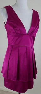 BLAQUE LABEL~Women's Size M~Magenta Satin Pleat Cocktail Mini Dress NWT $105.90 - Picture 1 of 9