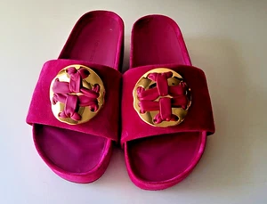 NWOB Tory Burch Fuschia Woven Double T Suede Platform Slide Sz 5 M - Picture 1 of 8