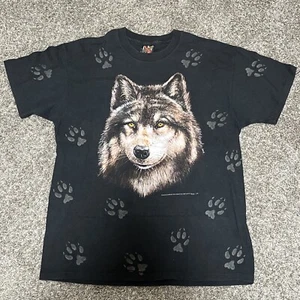 Rare Vintage 3D Emblem Wolf 1994 Shirt 80s 90s Motorcycle L Made USA - Picture 1 of 5