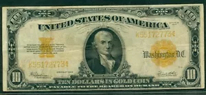 $10.00 Gold Certificate, MULE, 1922, Fr. #1173m, VF+ - Picture 1 of 1