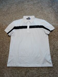 J. Lindeberg Polo Shirt Size XL Mens White Short Sleeve Slim Fit Cotton 