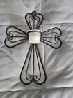 Party Lite Antique Brass Cross Votive Sconce Brown Wall Hanging Candle Holder