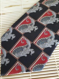Henry Grethel Men's Necktie Classic 100% Silk Tie Burgandy Black Gray - Picture 1 of 4