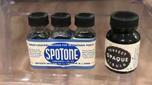 Vintage Spotone Photographic Retouching Liquid and OPAQUE Liquid - all full