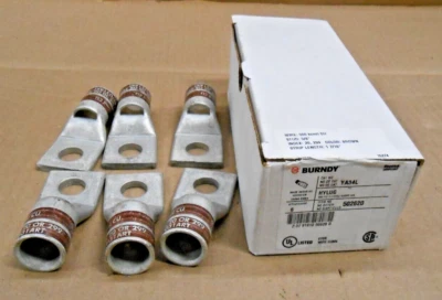 BOX OF 6 NEW BURNDY YA34L BROWN LUG 500 CU 1 HOLE SHORT 5/8" STUD (13 BOX AVAIL) - Image 1 of 3