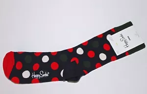 NEW Happy Socks Organic Cotton Crew Socks Blue + Red Green White Polka Dots 10+ - Picture 1 of 2